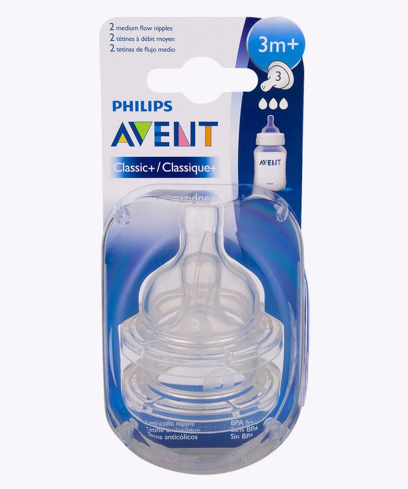 Tetina Philips Avent Anti-colic Flujo Medio 3m+, 2 uds