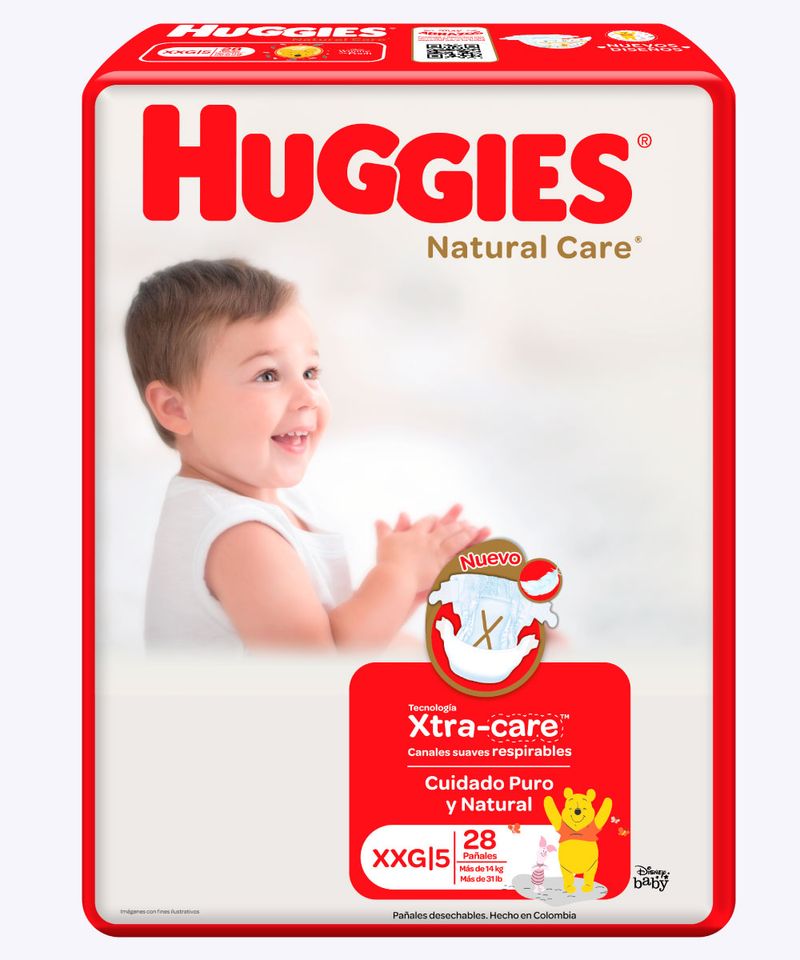 barco Emperador papa Huggies Natural Care Cotton Unisex Xxg 28 - D`bebés