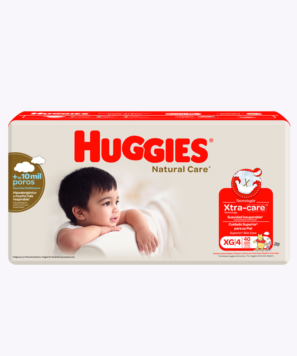 Pañal Huggies Natural Care Recién Nacido x 40 (puro y natural) - Peque Ayuda