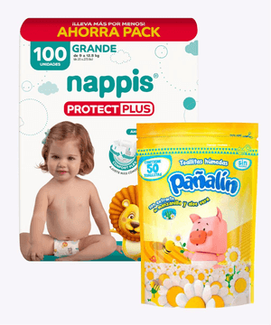 Combo Nappis Protect Plus G X 100+ Gratis Pañitos Pañalin X 50