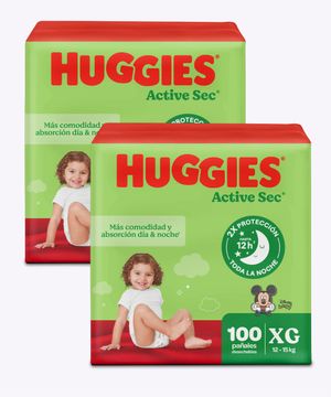 Huggies Active Sec Xg 100 Blt